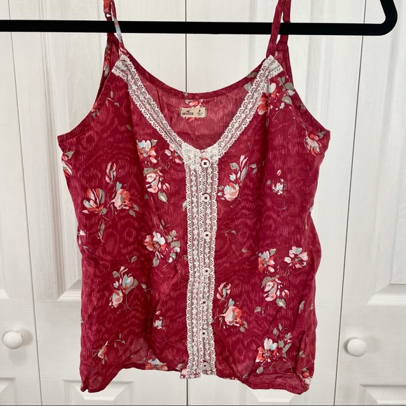 Floral lace hollister tank top